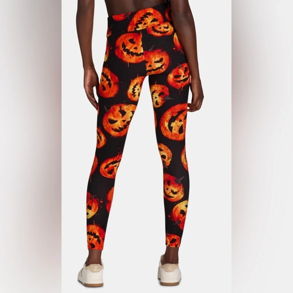 No Boundaries Orange Pumpkin Print Leggings XXS/XS- NWT